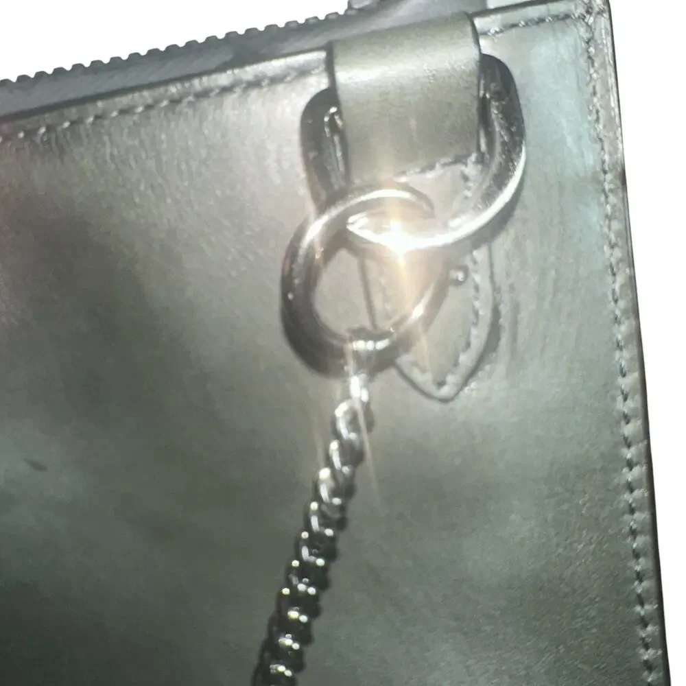Ermenegildo Zegna XXX Leather Flat Zip Pouch Gray Crossbody Bag shoulder